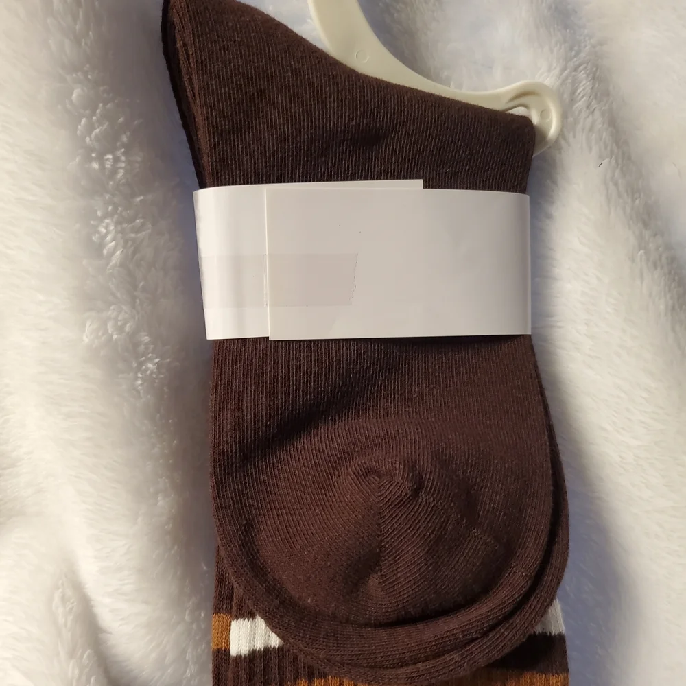 Brown & White Striped Socks Women size 7-9